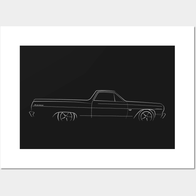 1964 Chevy El Camino - Profile stencil, white Wall Art by mal_photography